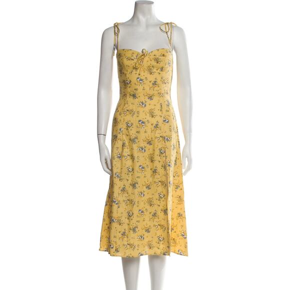 Reformation Yellow Floral Dress 2P Worn by Taylor Swift in First TikTok - Picture 4 of 8